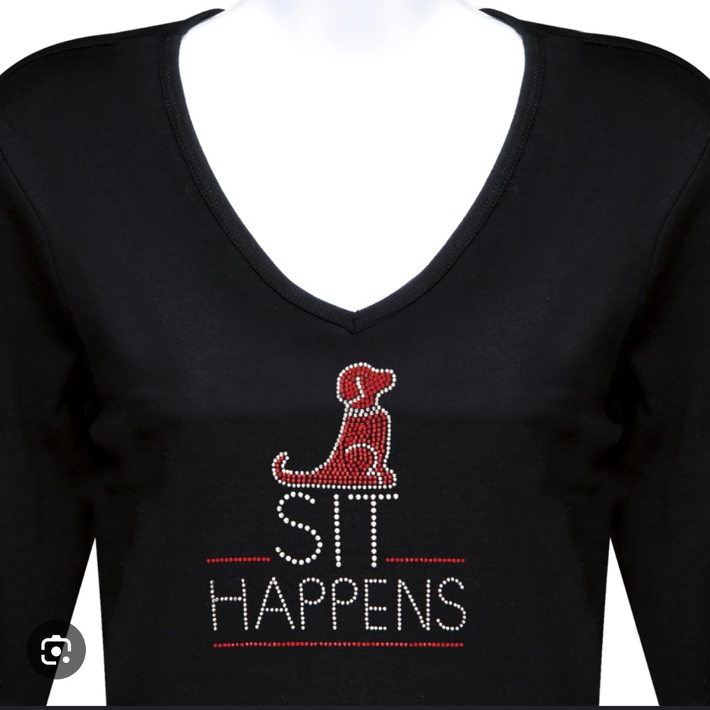 🆕 Rhinestone ’Sit Happens’ Top SMALL 🐾 - Picture 3 of 4